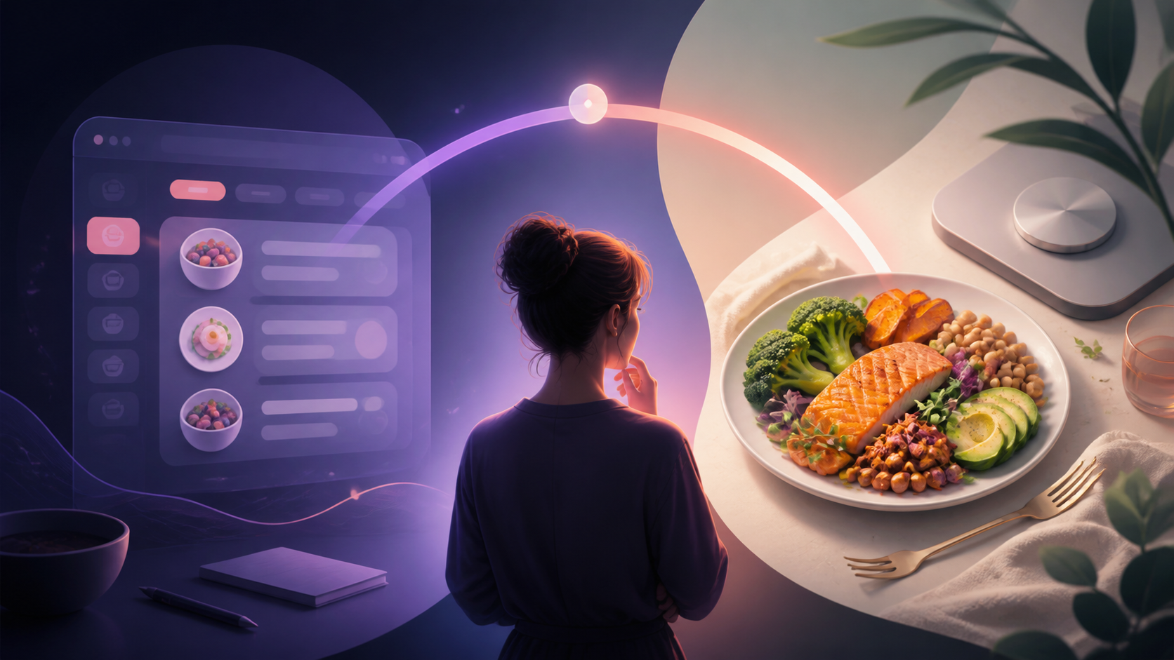 Vergleich zwischen digitalem Ernährungstracking und ausgewogener Mahlzeit